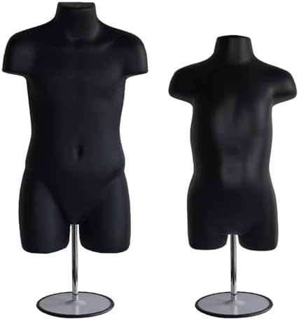 Black Hanging Male Torso Mannequin Form - Fits S To L, Shatterproof Plastic, 26" High