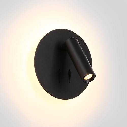 BARCELONA LED - Aplique de pared 'Quart' con luz de lectura orientable y luz ambiental – 3W + 6W – Blanco cálido 3000K - Ideal para cabeceros de cama, Dormitorios, Sala de Estudio.