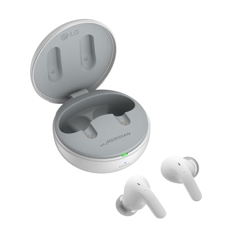 LG Tone Free DT80Q In-Ear Bluetooth Kopfh&ouml;rer mit Dolby Atmos-Sound, Meridian-Technologie, ANC (Active Noise Cancellation), UVnano & IPX4-Spritzwasserschutz - Wei&szlig;