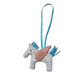 Leather Tassel Pony Keychain Rhinestone Bag Charm Horse Purse Charms for Handbags fashion bag accessories for women (pink peach)