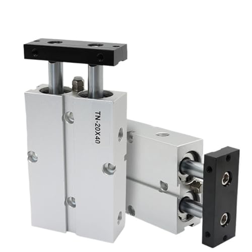 Vérin pneumatique double tige TN20 course 15mm pour guidage mécanique
