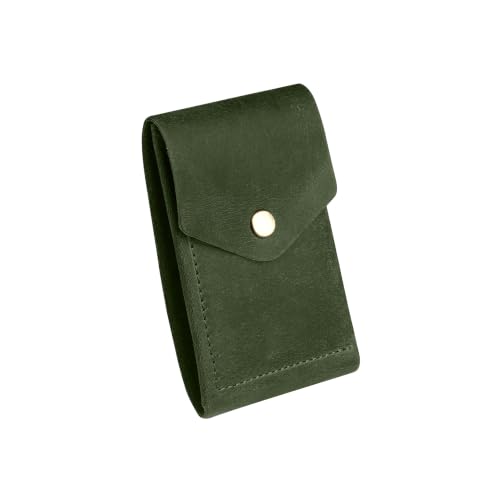 Image of The Wallet Store Flip 2.0 Genuine Leather Vertical Slim Wallet for Men | Pull-String Quick Card Access | Compact Front Cash Pocket & Button Lock | Minimalist Travel & Daily Carry Wallet (Dark Green)