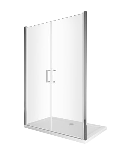 Duschtür mit zwei Pendeltüren aus 8 mm temperiertem Easy-Clean-Glas ((130) CM.128,5-132,5 H 200 cm)
