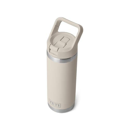 YETI Rambler 18 oz Bottle, Vacuum Insulated, Stainless Steel with Color Matching Straw Cap, Cape Taupe