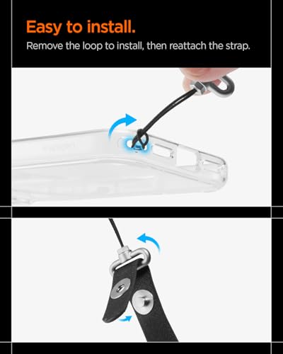 Spigen DA30L Lanyard Strap für iPhone 17 Serie, Verstellbares Band für Hals, Schulter & Crossbody mit Hybrid-Nylon & Wildleder, Magnetische sichere Verbindung – Schwarz
