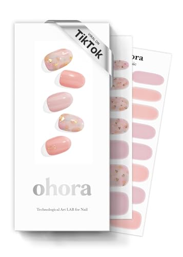 [N Lazy Sunday] Real Gel Nail Strip by ohora - 30pcs with Prep pad, Mini nail file, Wood stick, DIY Nail Art Starter Kit, No Glue, Non Soak-off