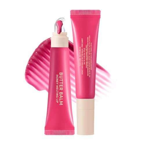 Image of Nature Republic Honey Melting Lip Butter Balm - Hydrating Tinted Plumping Lip Balm with Peptides, for Sheer & Glossy, Fuller-Looking Lips (Pink Candy)