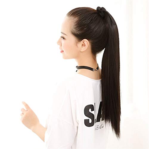 Image of Air Flow Natural Looing Realistic Black Hair Extension Long Hair Silky With Free Wig Comb (Deluxe Pony)