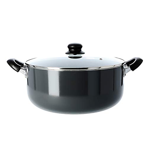 Delcasa Aluminium Casserole With Glass Lid 26Cm Induction Safe Saucepan With Durable Non-Stick Granite Coating Stock Pot With Glass Lid & Heat-Resistant Handles Cookware Casserole Pan