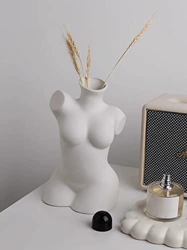 Minimalist Style Human Art Vase, Statue Sculpture Flowers Pot, Boho Chic Female Body Shaped Planter for Home Bathroom Office Table Decor - Housewarming Wedding Birthday Gift (Tall 9.7''White)