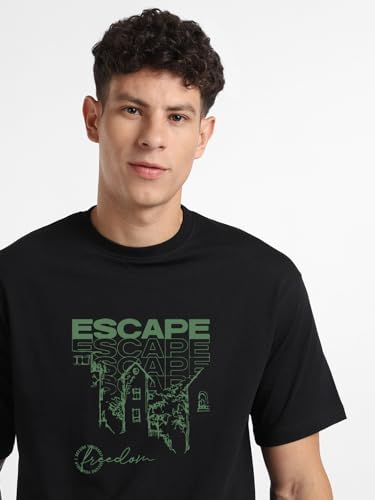 Image of Nobero Men's Oversized Graphic T-Shirt for Men | Soft Cotton | Drop Shoulder Relaxed Fit | Printed Casual Tshirt for Men