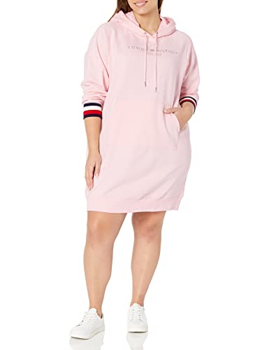 Tommy Hilfiger Plus Size Damen Hoodie Kleid, Soft Ballerina Pink, 2X
