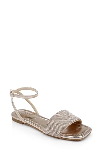 Jewel Badgley Mischka Hadley Flat Sandals with Ankle Strap
