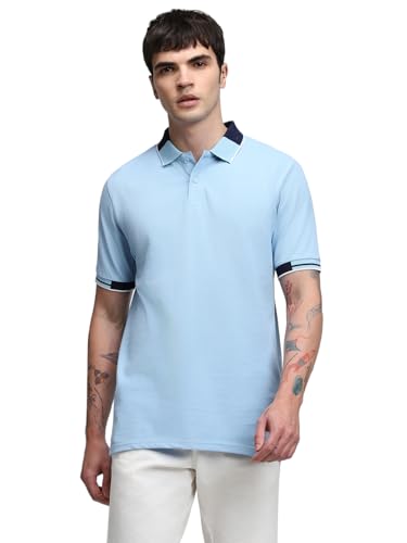 Image of Dennis Lingo Men's Regular Fit Cotton Polo Neck Solid T-Shirt