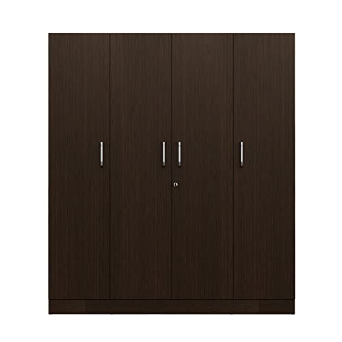 Image of Wakefit Wardrobe | 1 Year Warranty | Engineered Wood Almirah, Cupboard for Clothes Storage | 4 Door, 1 Drawer, 1 Hanging Space | Gingham - Wenge