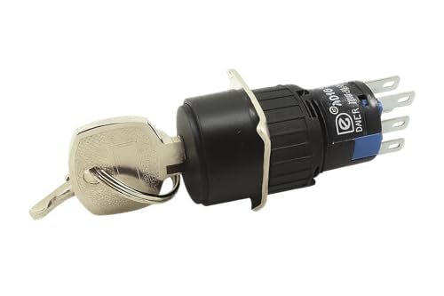 Interruptor de llave de 15 mm con 3 posiciones, 2 cierres y 2 abridores CA/CC.