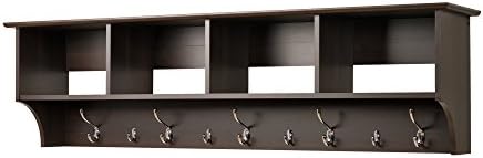Prepac 60" Contemporary Wall Mounted Coat Rack, Coat Hooks Wall M...