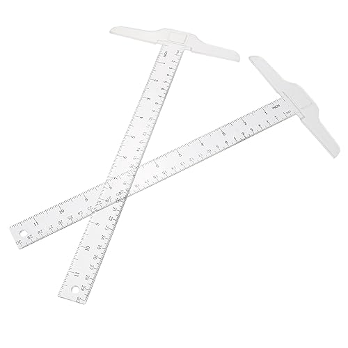 Zynphancer T型定規 2個セット 透明 プラスチック ? 折りたたみ式 学生用 製図 教室 学校 備品 (白)