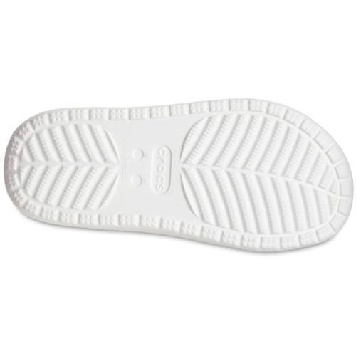 Image of Crocs Unisex-Adult Classic Cozzzy Sandals, Fuzzy Slippers and Slides, White, 11 Men /13 Women
