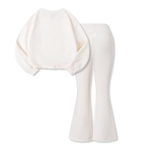 Image of Tween Girls Clothes Long Sleeve Graphic Sweatshirt Top + Bow Knot Pants 2 Piece Outfit Set, Size 7-16Years