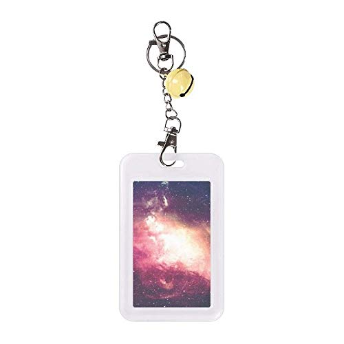 Étui de protection pour badge et carte motif planète dorée et nébuleuse rose
