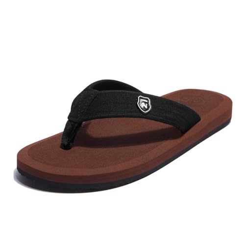 WOTTE Men’s Flip-Flops Sandals with Arch Support, Lightweight EVA Slides for Beach Gym Pool, Non-Slip Rubber Sole