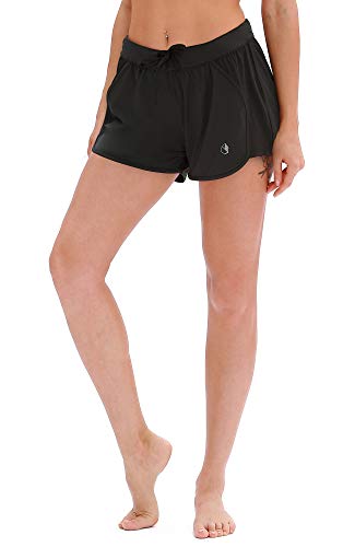 icyzone Workout Shorts for Women - Activewear Exercise Athletic Running Yoga Shorts (XL, Black)
