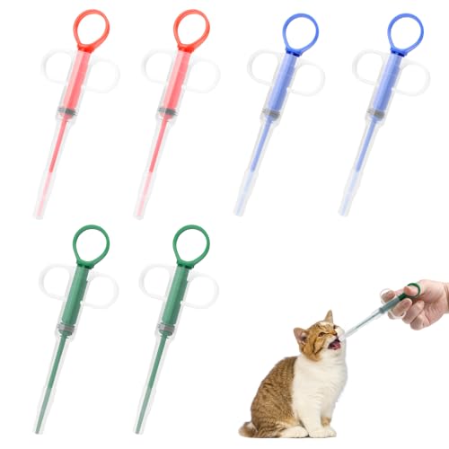 6 Stücke Tablettengeber für Katzen, Medikamenten Feeder Pet Pusher, Katzen Tabletten Verabreichen, Haustier Pet Pillenwerfer Wiederverwendbare Pusher Tablet, Pill Assist Katze für Katzen kleine Hunde