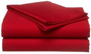 Solid Sheet Set-Twin Size Sheet Set-Organic Cotton Sheet set-500 Thread Count- 24 Inch deep Pocket-Blood Red Sheet Set !!