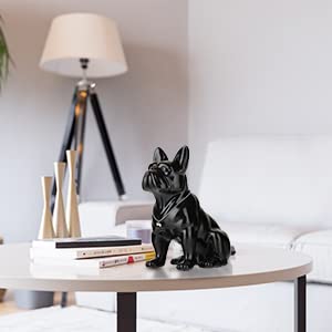 XYQXYQ French Bulldog Statue, Black Pug Resin Sitting Dog, English Bulldog Home Decoration Sculpture - Image 2