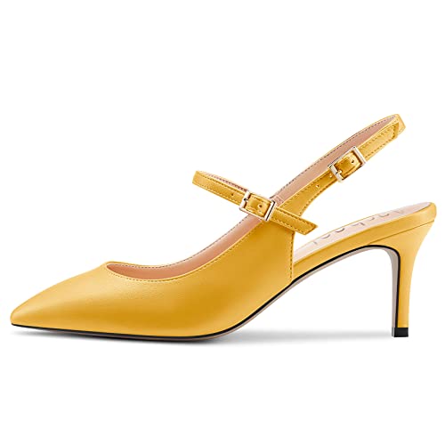 Aachcol Women Pumps Pointed Toe Ankle Strap Slingback Stiletto Kitten Low Heel Dress Shoes Matte Office Wedding Shopping 2.5 Inch2