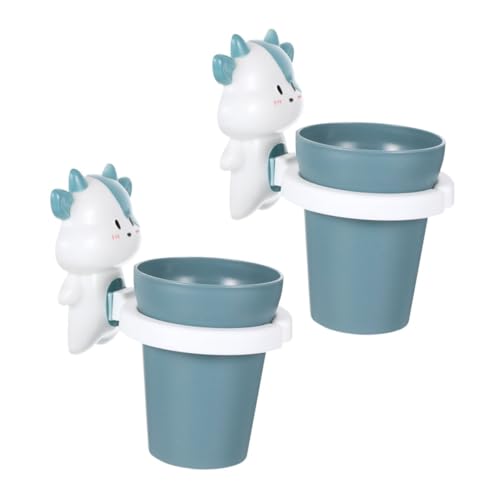2pcs Cartoon Mouthwash Cup Set Cute Toothbrush Holder for Boys Engaging Animal Design for Easy Cleaning for Bathroom Use