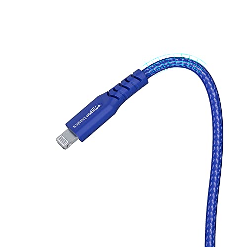 Image of Amazon Basics USB A to Lightning PVC Molded Nylon MFi Certified Charging Cable (Blue, 1.2 meter)
