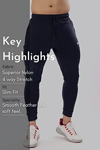 Image of FUAARK Men's Nylon Lycra Stretchable Jogger Trackpants with Zipper Pockets
