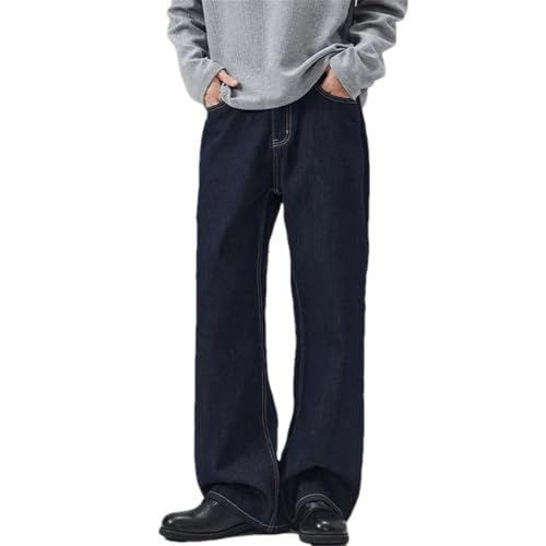 Men's Wide Leg Loose Fit Jeans Full Length Straight Cut Denim Pants Spring Casual Retro Trousers