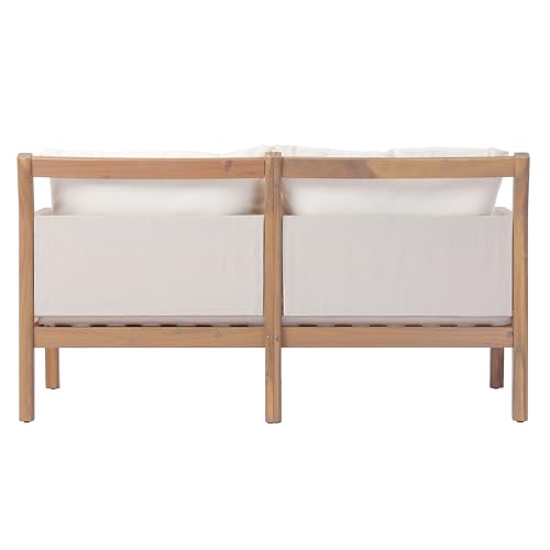 Christopher Knight Home Rachel 2 Piece Loveseat Sofa and Coffee Table Set, Acacia Wood Patio Furniture Set with Removable Cushion, Patio Conversation Set with Slatted Design, Beige+Light Teak by Christopher Knight Home - Used condition - Image 7