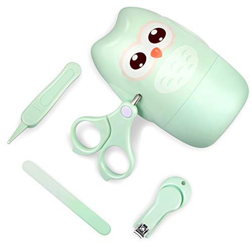 Image of Baby Nail Clipper, 4-in-1 Baby Nail Care Set with Mini Cute Case, Baby Nail Trimmer, Scissor, Nail File & Tweezer, Safe Baby Manicure kit for Newborn, Infant, Toddler, Kids (Green)