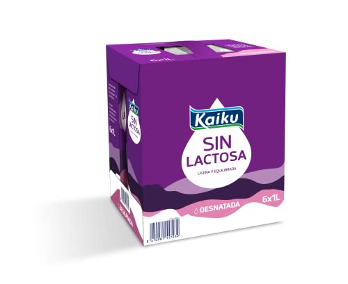 Kaiku Leche sin Lactosa UHT Desnatada - Paquete de 6 x 1000 gr - Total: 6000 gr