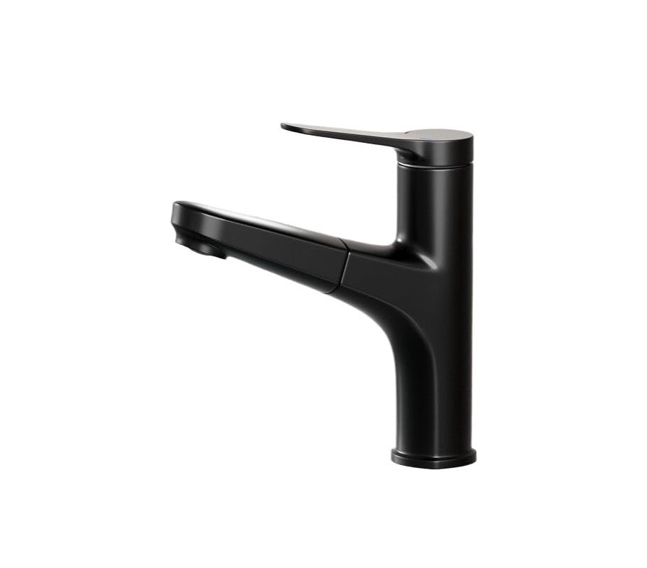 Robinet de lavabo extractible gris et noir mélangeur eau chaude et froide