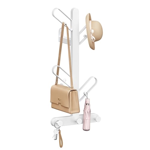 SONGMICS HOME Perchero de Pared, Colgador de Pared en Forma de Rama, con 7 Ganchos, Bloques Esféricos, para Ropa, Sombreros, Bolsos, Blanco Perla RCR035W01