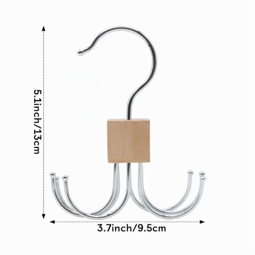 LMSAWK 2 Pièces Bois Cintre De Ceinture, Organisateur De Ceinture Rotatif, Petit Support De Rangement pour Ceinture, pour Chaussettes, Ceinture, 6 Crochets, Noir – vue 3