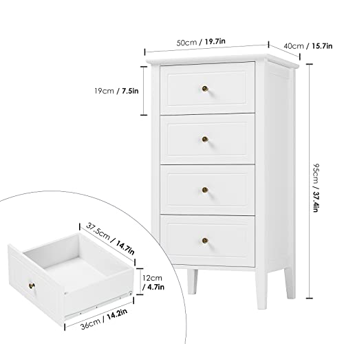 TTVIEW 4 Drawer Dresser, Antique Wide Chest of Drawers with Solid Frame