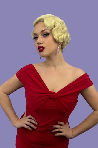 Perruque blonde pinup lace front vintage Odette champagne #613 cheveux longs bouclés