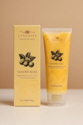 Image of Luxuries Golden Aura Brightening Scrub - With Curcumin Extract & Soft Exfoliants | Deep Cleansing Facial Scrub for Radiant, Smooth & Glowing Skin | Removes Dead Skin, Unclogs Pores, Gentle Exfoliation - 100g