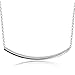 925 Sterling Silver Curved Bar Pendant Necklace, Silver Slide Tube Bar Necklace, Balance Necklace For Women