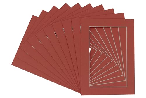 Pack of 25 Acid Free 12x16 Mats Bevel Cut for 10x12 Photos - Brick Red Precut Matboards For Pictures, Photos, Framing - 4-ply Thickness