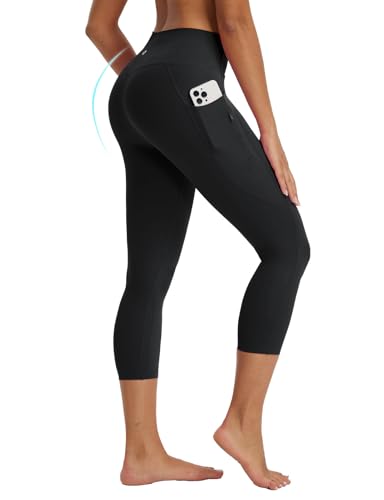 baleaf Women's Capri Leggings with 3 Pockets Tummy Control 21" Inseam Workout Capris Yoga Pants2