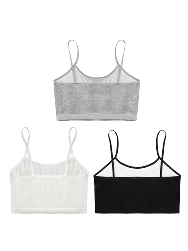 3pcs Kids Girls Crop Bra Tops Dance Gym Fitness Sport Top Yoga Training Bras Ribbed Camisole Vest Underwear2