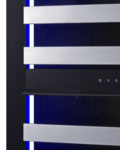 Summit 24"Wine Cellar, 98 Bottle, Shallow Depth, Dual Zone Winecellar, Stainless Steel- SDHWC98LHD on Fridge.com