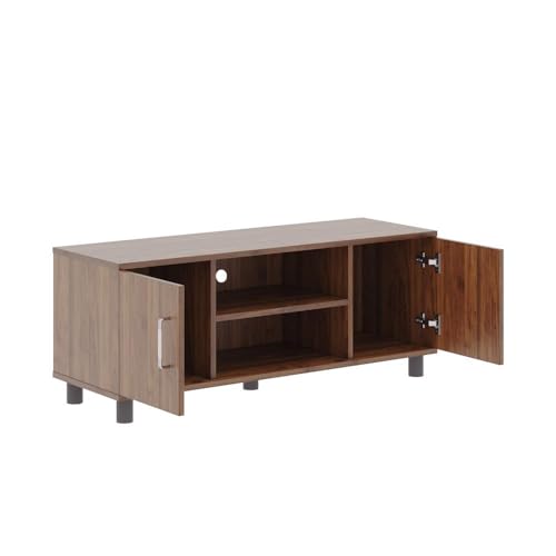 Image of Wakefit TV Unit | 1 Year Warranty | Stand Table, TV Unit for Living Room, TV Cabinet, Engineered Wood Cabinet with 2 Door & Open Shelf Storage Upto 42'' (Fortnite, Brown)